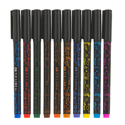 Caneta Fineliner - CIS - Tip Line - 0,4mm - Estojo c/ 10 Cores