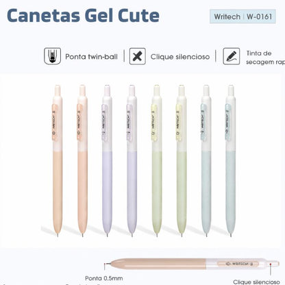 Caneta Gel Retrátil Cute Writech 0.5mm Tinta Azul W-0161