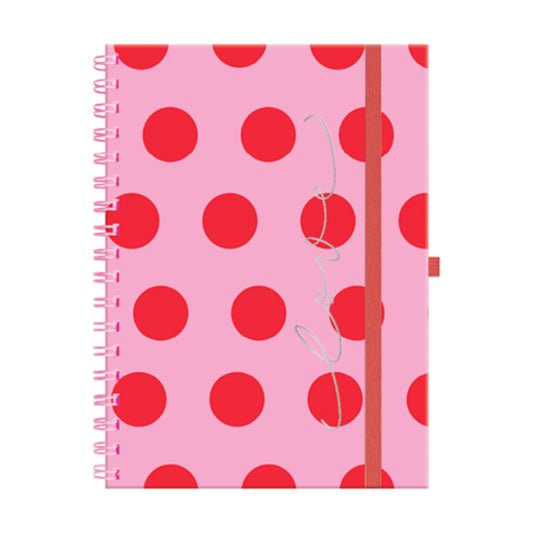 Caderno Colegial Argolado - Molin - Pink Poá - Capa Dura - 80 Folhas