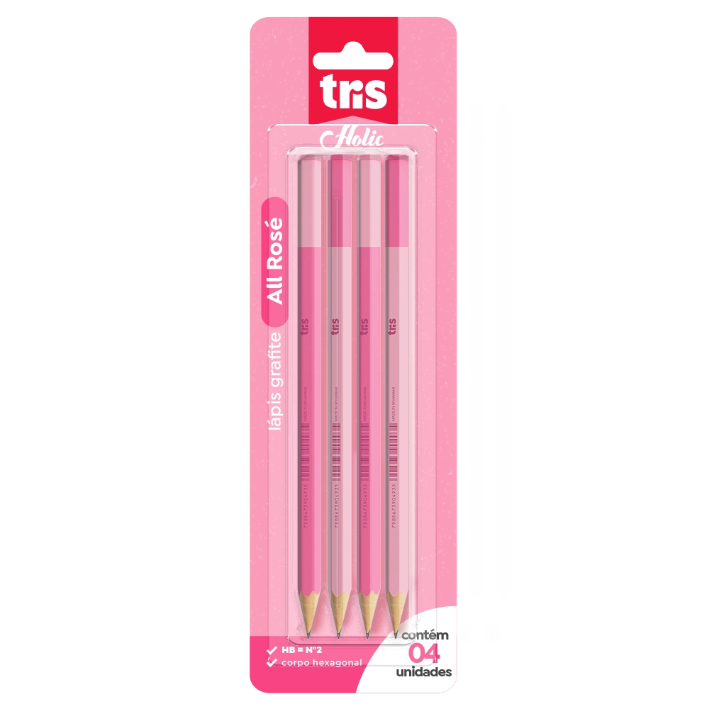 Lápis Grafite - Tris - All Rosé - 4 unidades