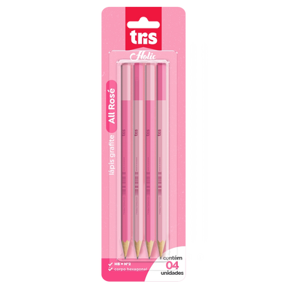 Lápis Grafite - Tris - All Rosé - 4 unidades