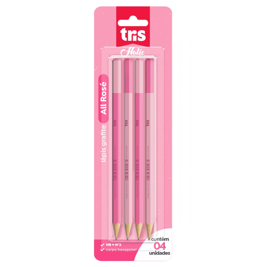 Lápis Grafite - Tris - All Rosé - 4 unidades
