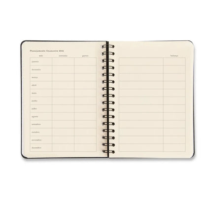 Planner Wire-o 2026 - Cícero - Jardim - Semanal Anotações A5 - Off White