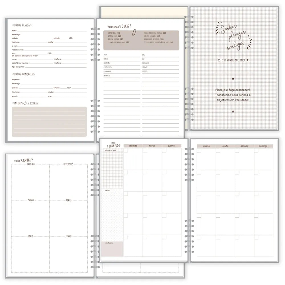 Planner Compacto mensal Traços Fina Ideia
