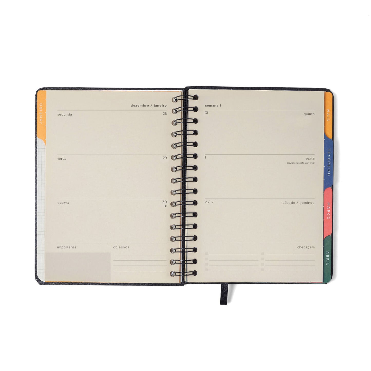 Agenda Planner Wire-o 2027 - Cícero - Veredas Verde - Semanal Notas A5