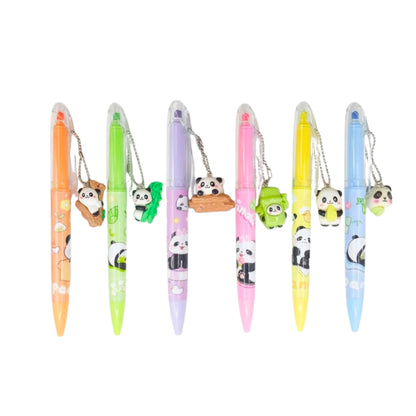 Caneta Esferográfica + Marca Texto - Panda - 2 em 1 c/ Pingente