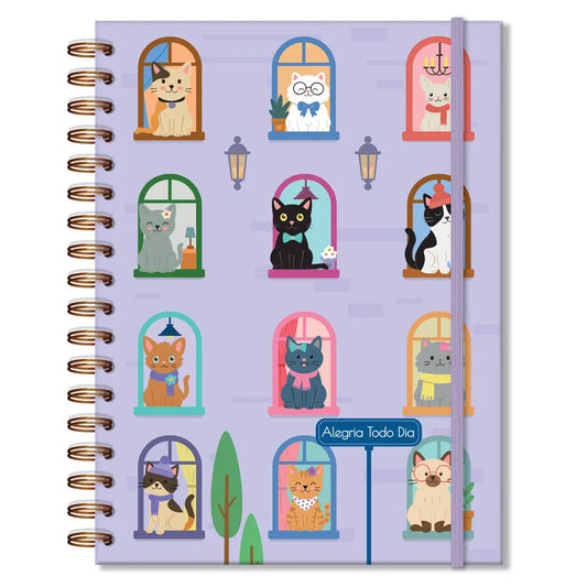 Caderno colegial folhas removíveis Gato na janela Fina Ideia