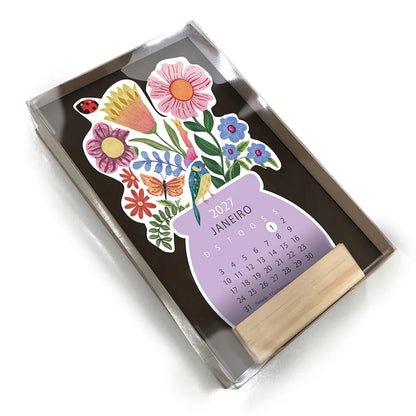 Calendário de mesa Vasinho Flores 2027 Fina Ideia - detalhe