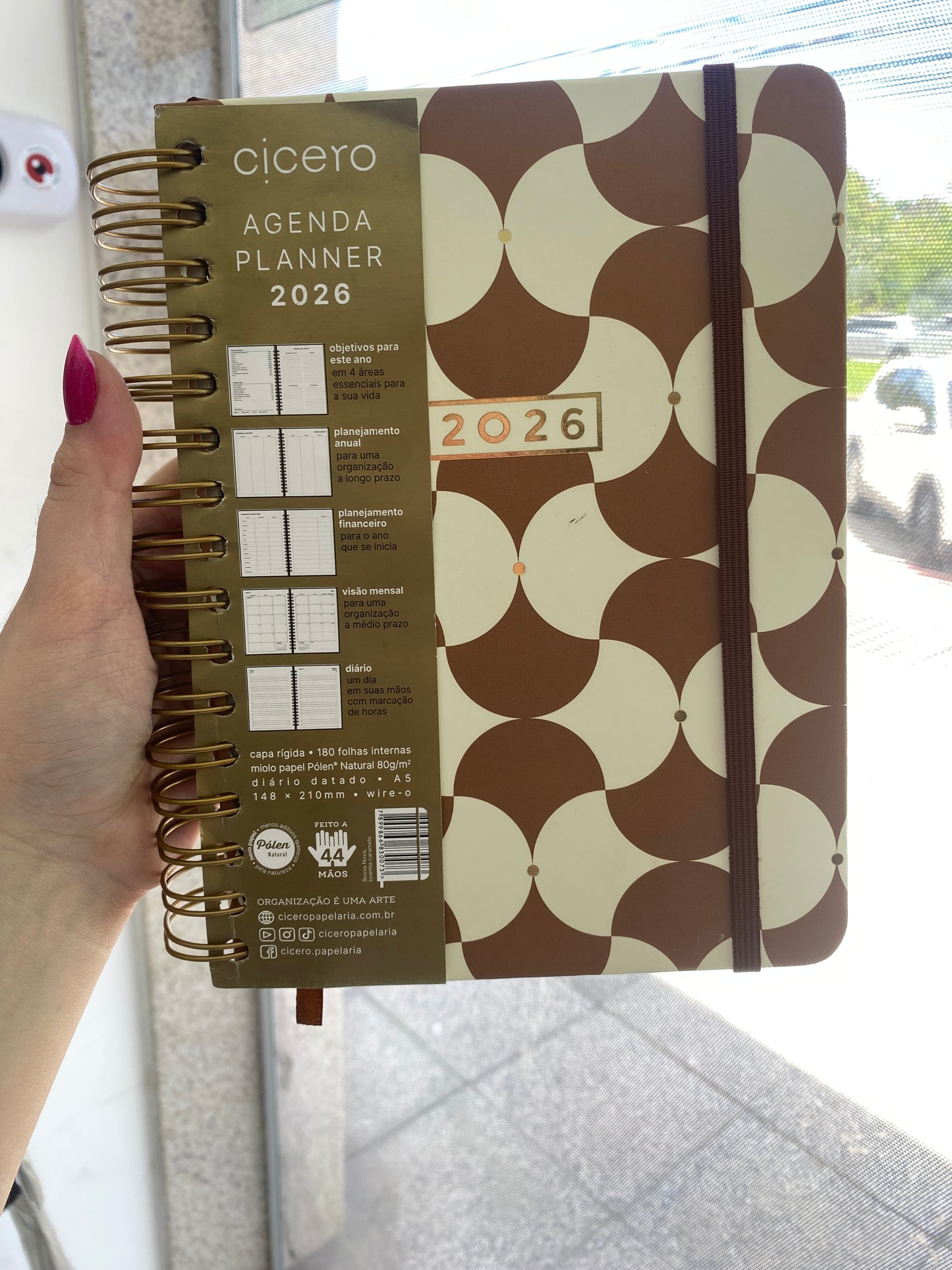 PEQUENO DEFEITO - Agenda Planner Wire-o 2026 - Cícero - Bossa Nova - Diária A5 - Boemia Caramelo