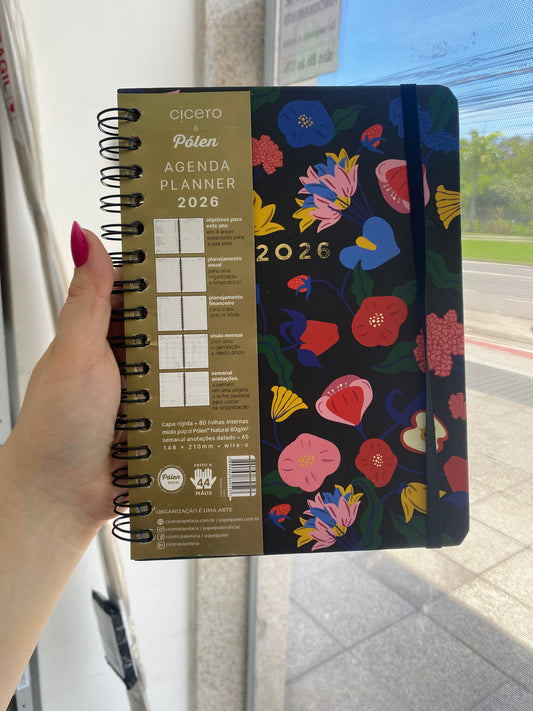 PEQUENO DEFEITO - Planner Wire-o 2026 - Cícero - Doce Florada - Semanal Anotações A5 - Preto