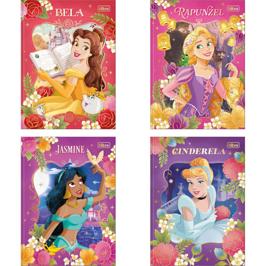 Caderno Brochura Capa Dura Colegial Princesas 80 Folhas - Tilibra
