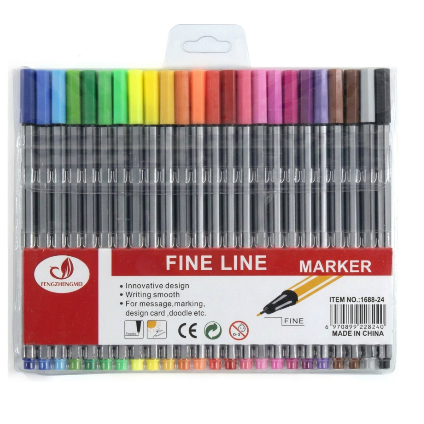 Caneta Fineliner - Colorida - Estojo c/ 24 Cores