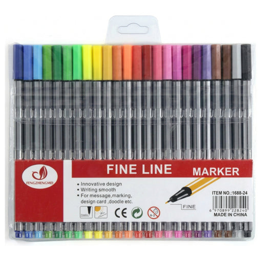 Caneta Fineliner - Colorida - Estojo c/ 24 Cores