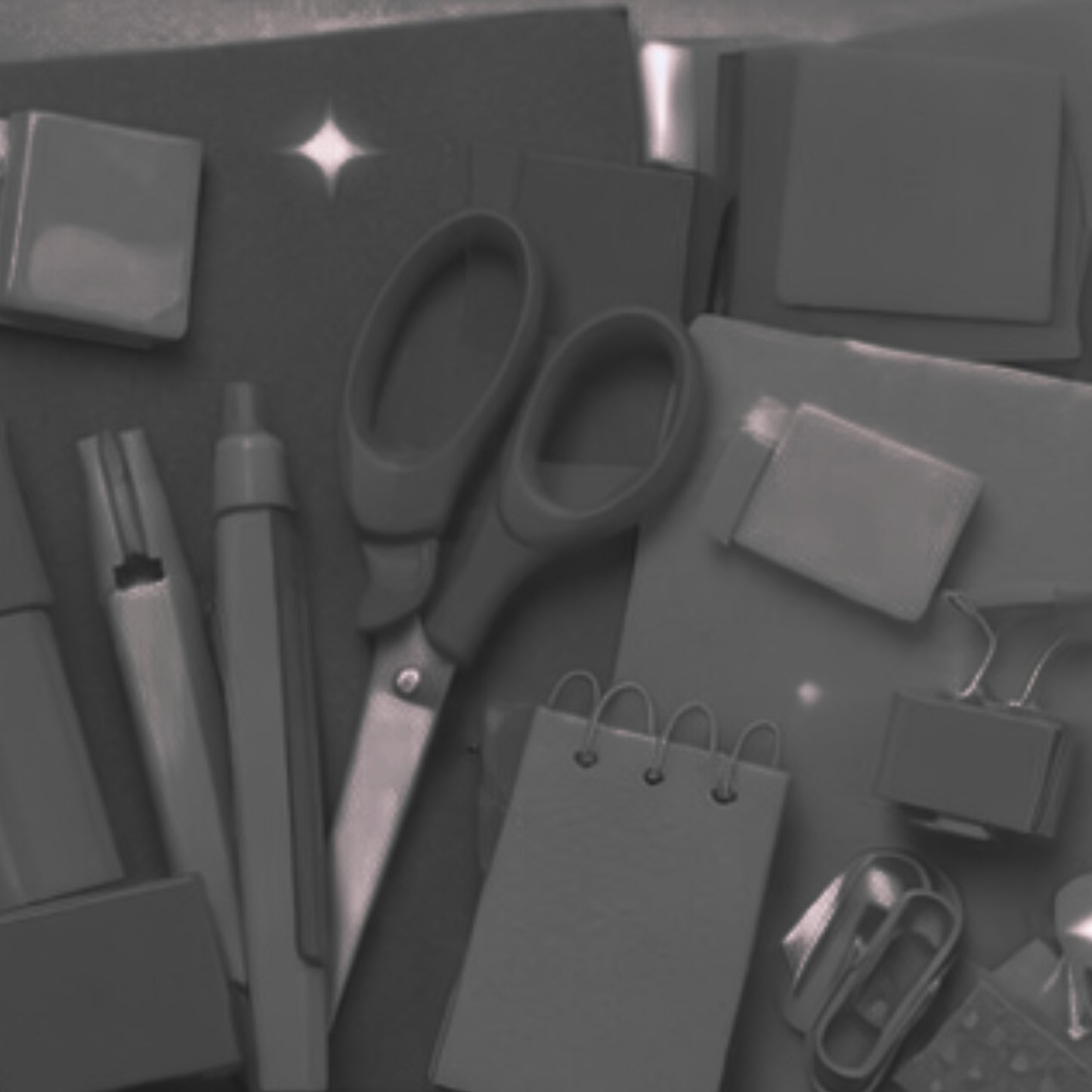Kit de Papelaria - Papelaria Unicórnio - Monocromático - detalhe