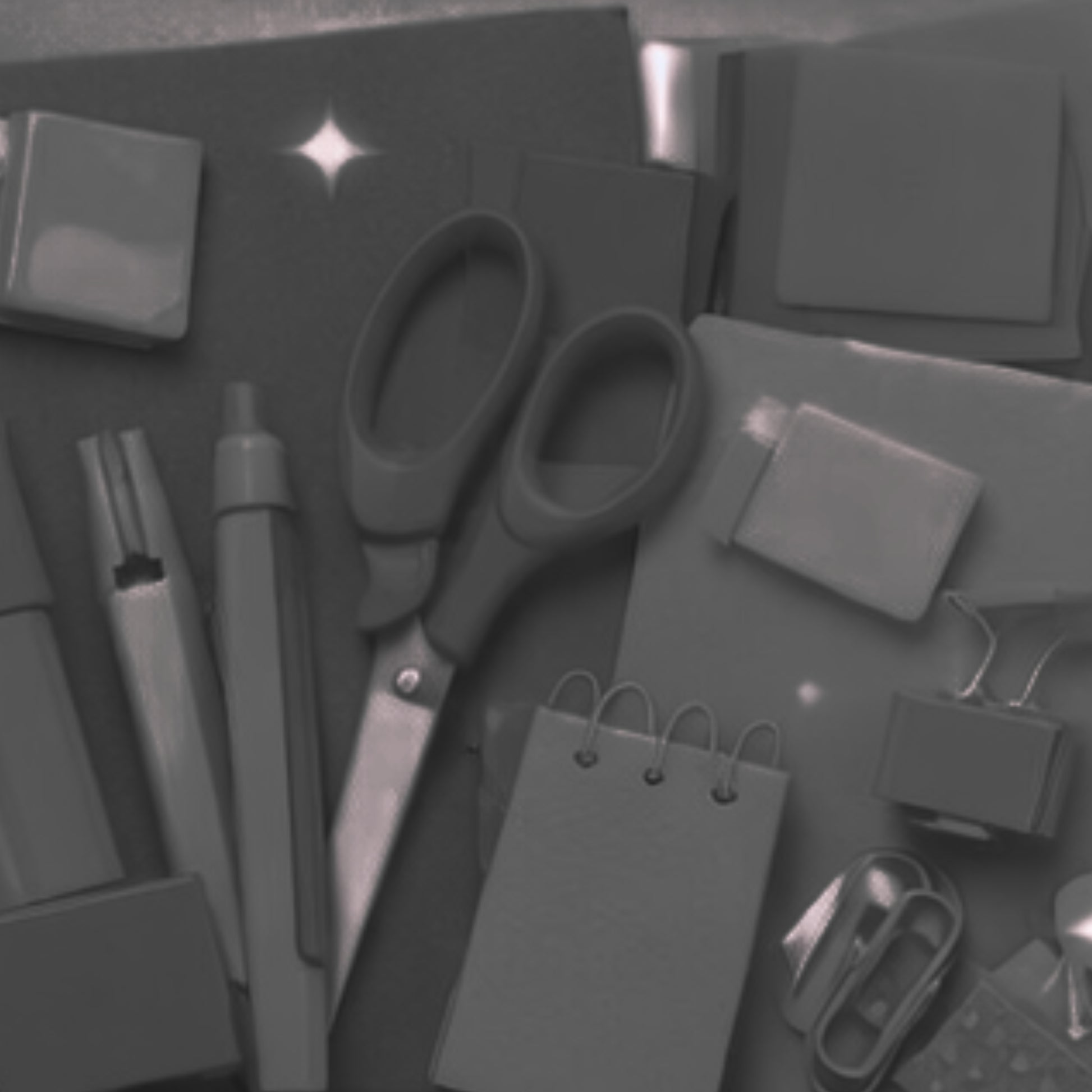Kit de Papelaria - Papelaria Unicórnio - Monocromático - detalhe