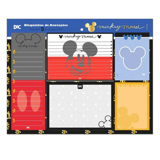 Bloco de Anotações Destacável - DAC - Mickey - Kit com 5 Blocos