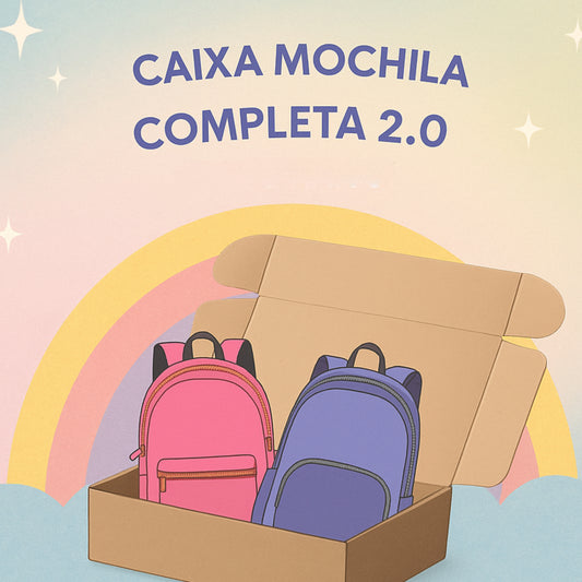 Caixa Mochila Completa 2.0 - Papelaria Unicórnio - 20% OFF - Live