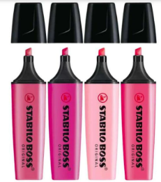 Marca Texto - Stabilo Boss - Estojo c/ 4 cores - Shades of Pink