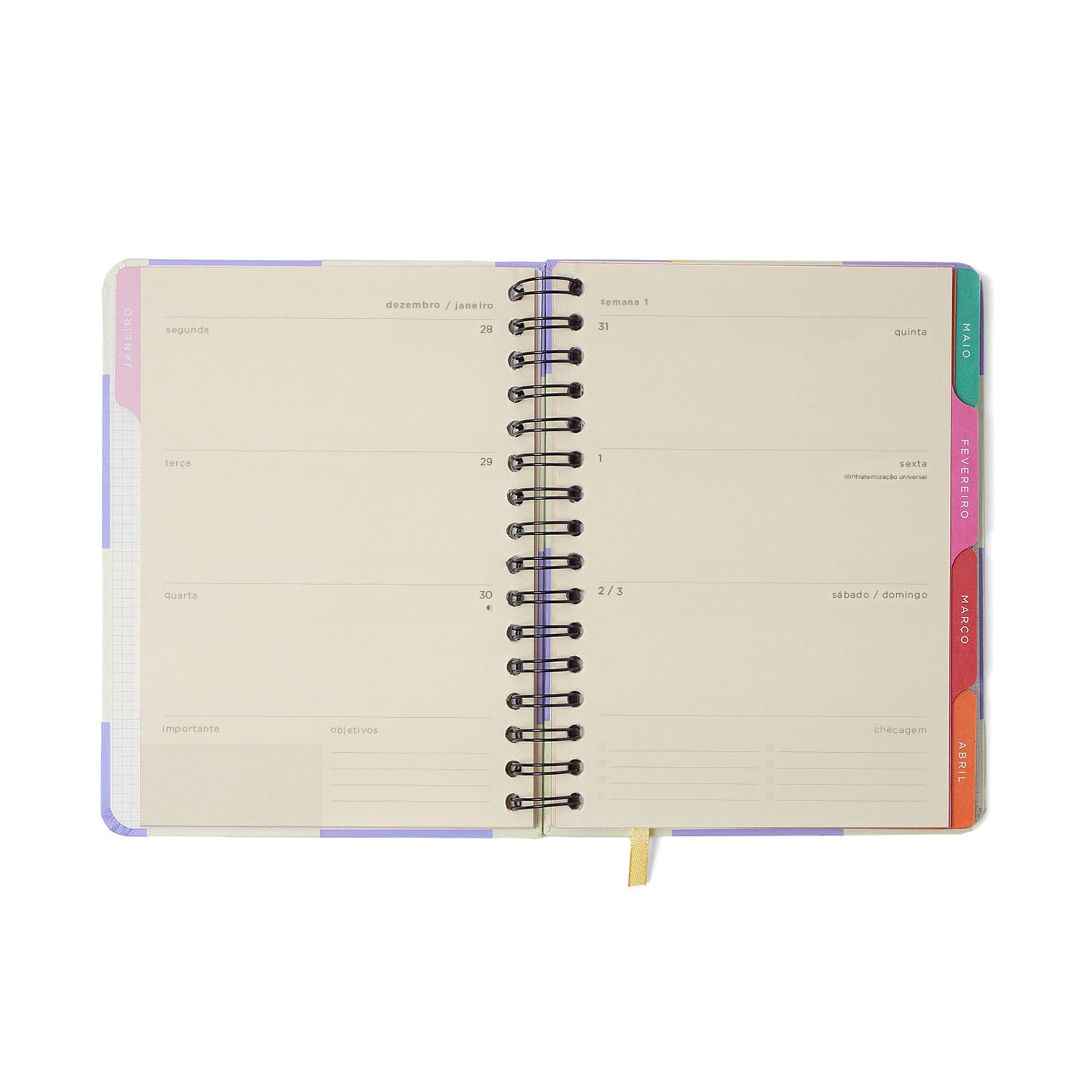 Agenda Planner Wire-o 2027 - Cícero - Melissa Mini Bloomy Chocolate - Semanal Notas A5