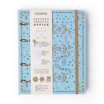 Caderno Criativo Argolado Office Duo - Cícero - Relicário Botânica - Pautado & Pontado A5