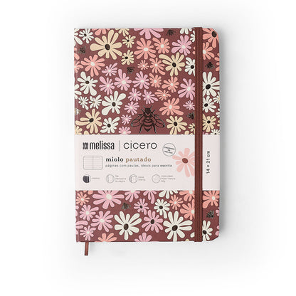 Caderneta - Cícero - Melissa Mini Bloomy Chocolate - Pautada 14x21