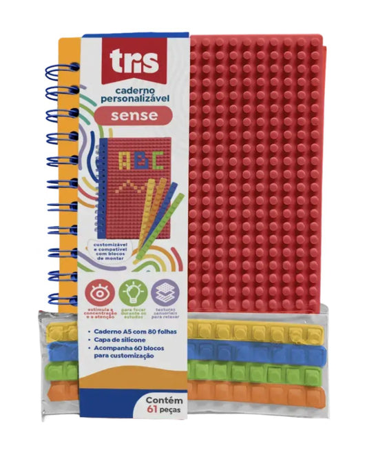 Caderno Pautado Sense A5 80 Folhas Capa de Silicone - Tris - frente