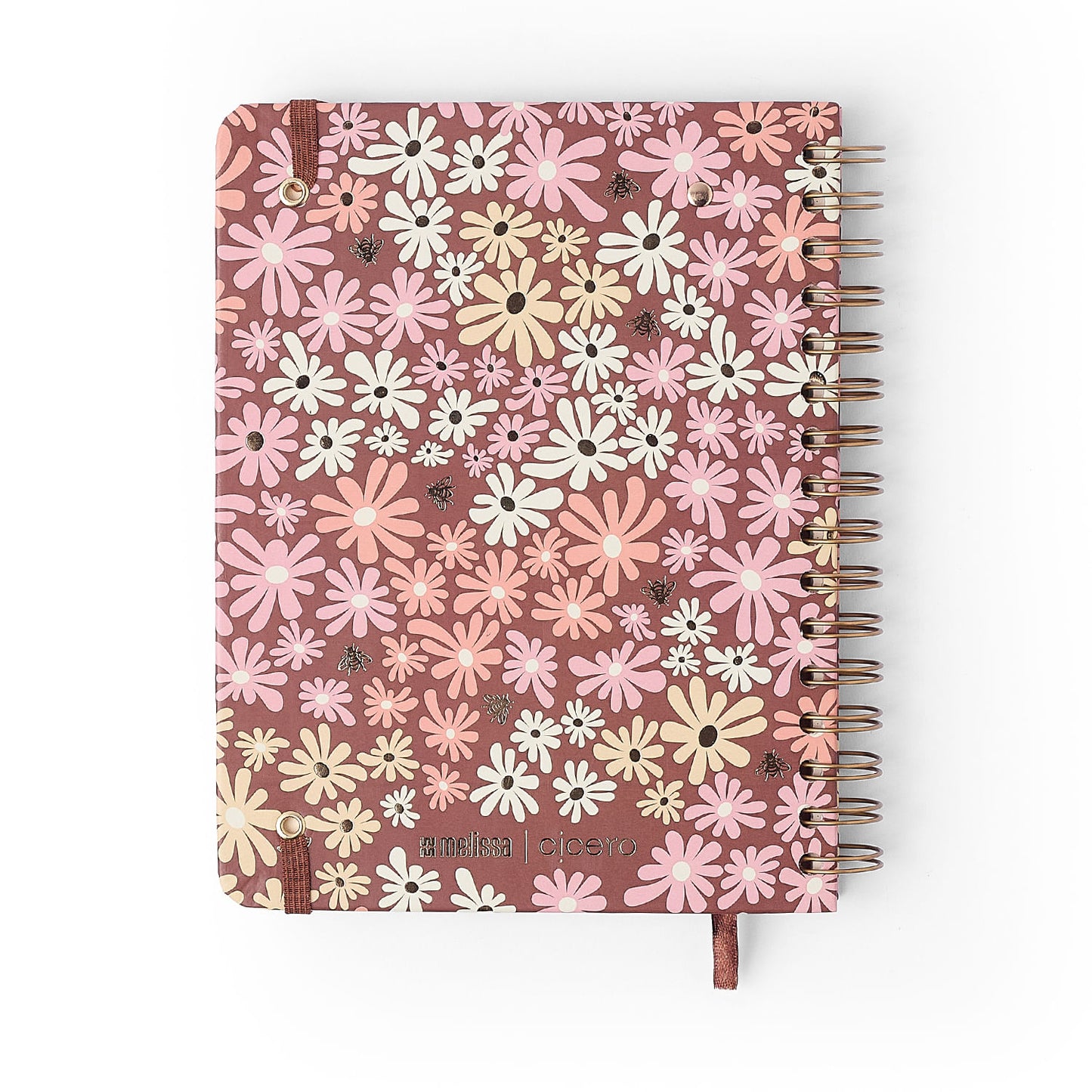 Agenda Planner Wire-o 2027 - Cícero - Melissa Mini Bloomy Chocolate - Semanal Notas A5