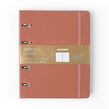 Agenda Planner Argolado 2027 - Cícero - Clássica Caramelo - Semanal Notas A5