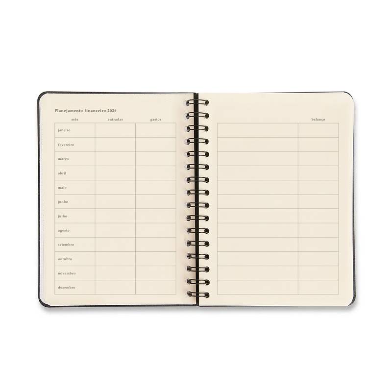 Planner Wire-o 2026 - Cícero - Origens - Semanal Anotações A5 - Áqua Azul