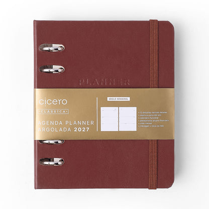 Agenda Planner Argolado 2027 - Cícero - Clássica Café - Semanal A6