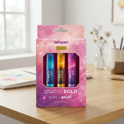 Marca Texto Perfumado BeBold Make a Wish - Caixa c/ 3un - Newpen