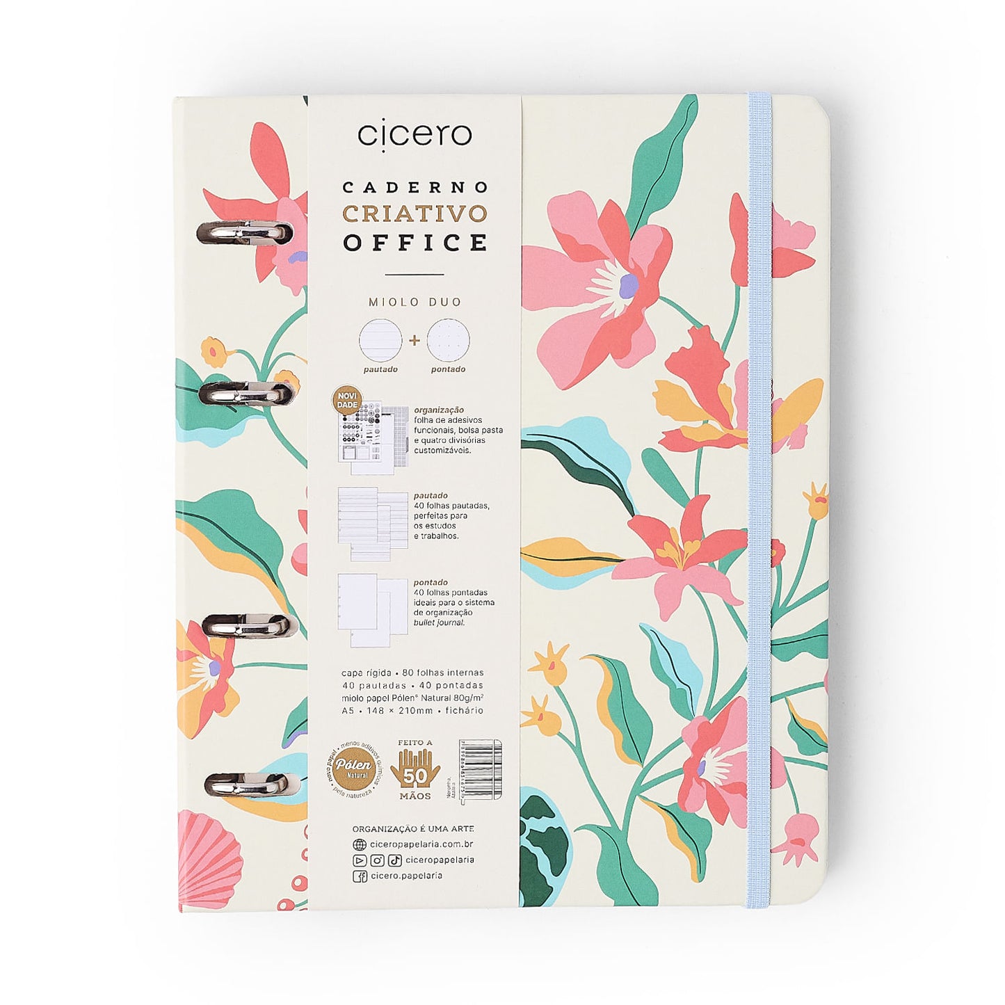 Caderno Criativo Argolado Office Duo - Cícero - Noronha Atalaia - Pautado & Pontado A5