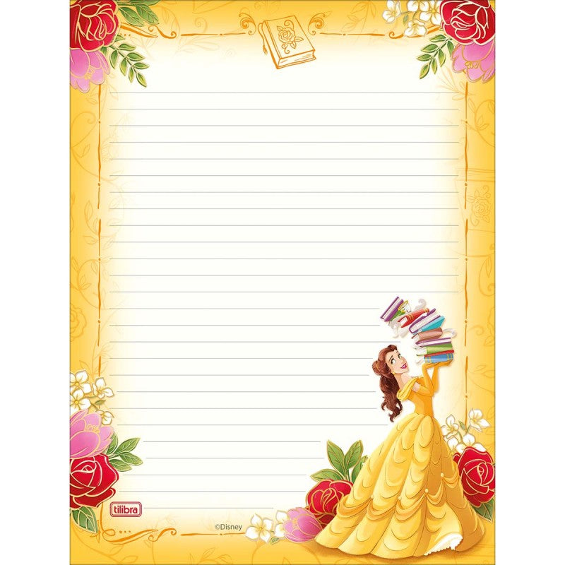 Caderno Colado Papel de Carta Princesas 50F - Tilibra