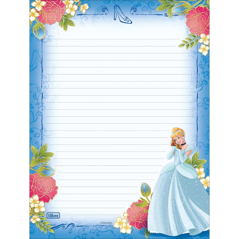 Caderno Colado Papel de Carta Princesas 50F - Tilibra