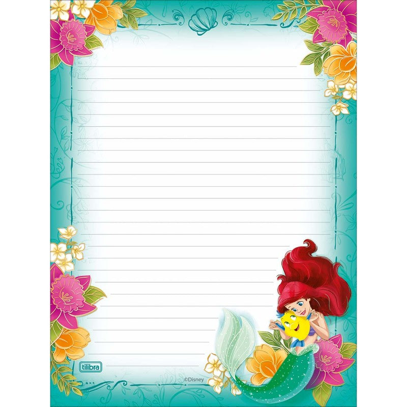 Caderno Colado Papel de Carta Princesas 50F - Tilibra