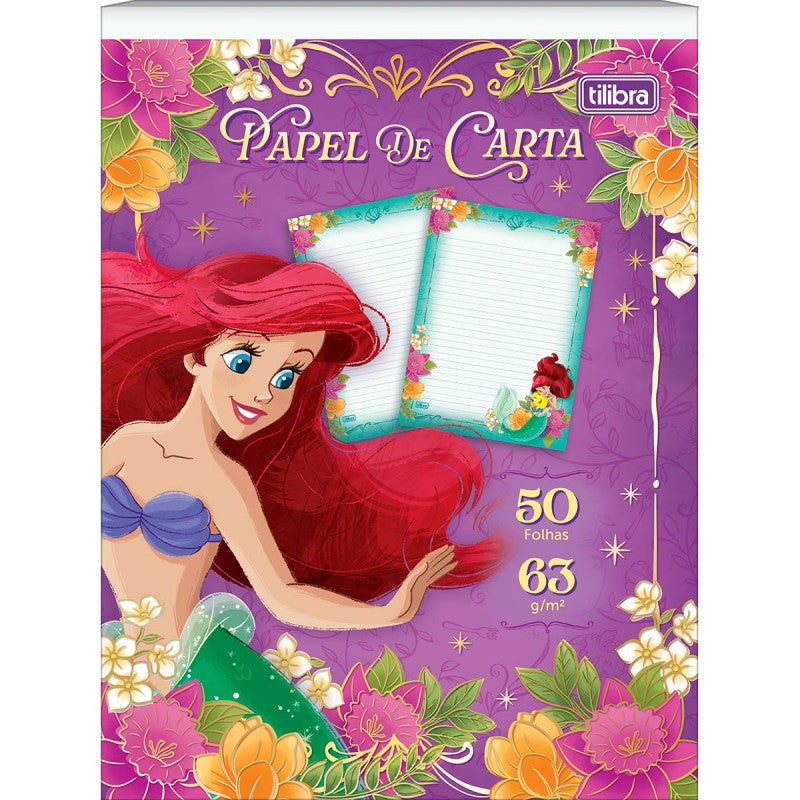 Caderno Colado Papel de Carta Princesas 50F - Tilibra