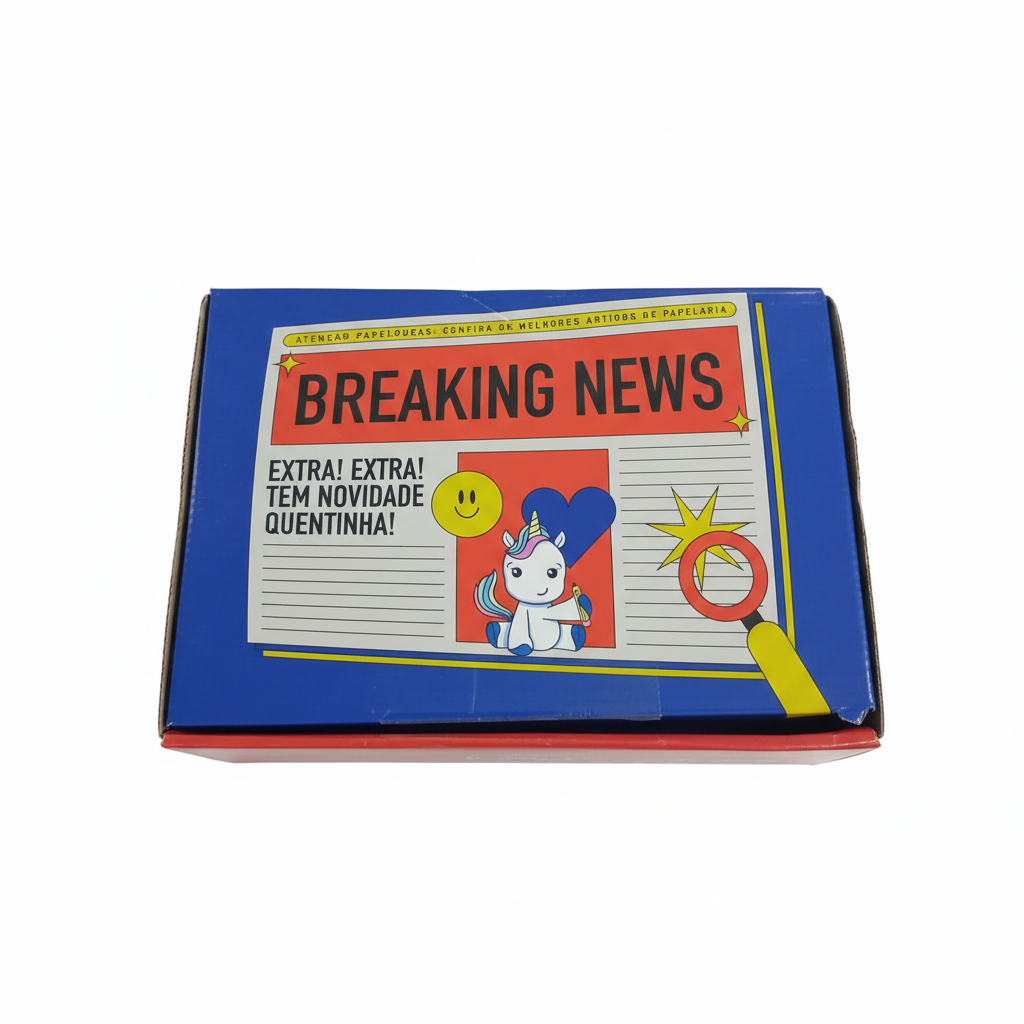 Caixa de papelaria unicórnio com fundo profissional