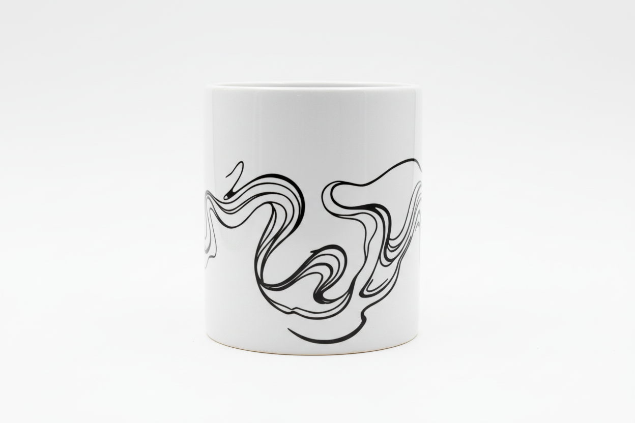 Caneca com arte em ondas