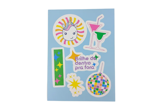 Cartela de adesivos brilhe