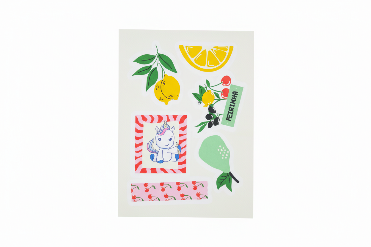 Cartela de adesivos feirinha