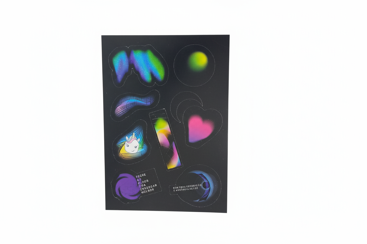 Cartela de adesivos holográficos