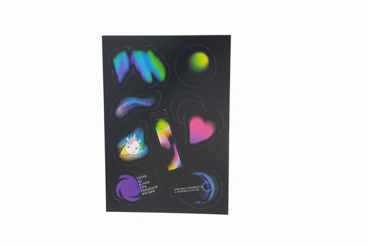 Cartela de adesivos holográficos