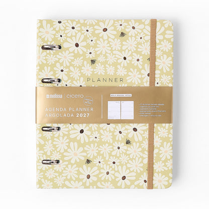 Agenda Planner Argolado 2027 - Cícero - Melissa Mini Bloomy Pistache - Semanal Notas A5