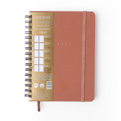 Agenda Planner Wire-o 2027 - Cícero - Clássica Caramelo - Semanal Anotações A5
