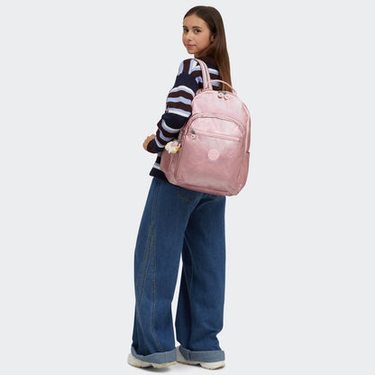 Mochila Kipling Seoul Rosa Bronze Pink Met