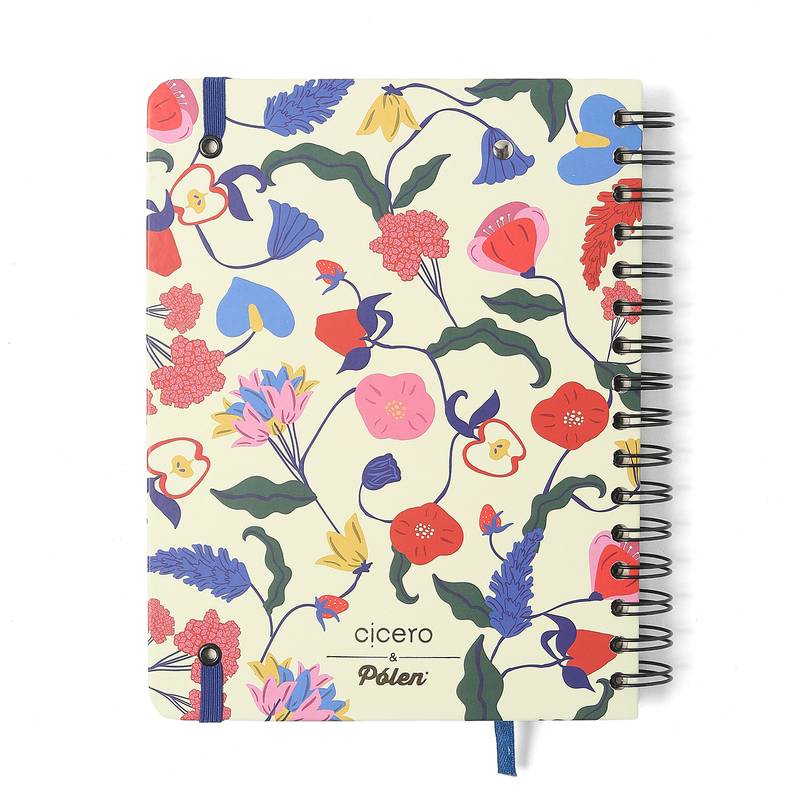 Planner Wire-o 2026 - Cícero - Doce Florada - Semanal Notas c/ Divisórias A5 - Off White