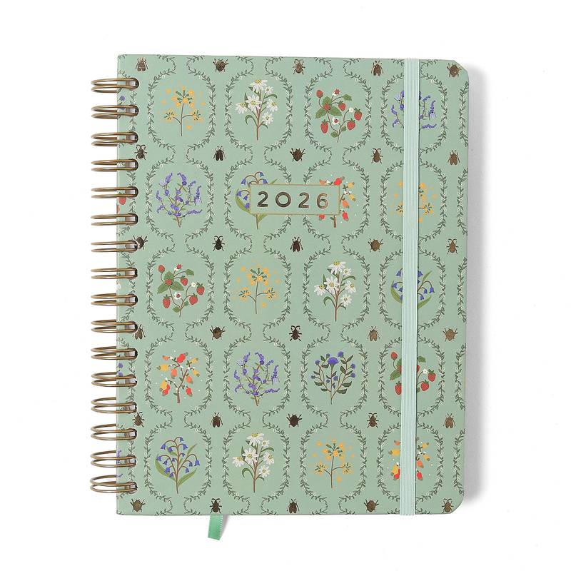 Planner Wire-o 2026 - Cícero -  Jardim -  Semanal Notas c/ Divisórias A5 - Verde