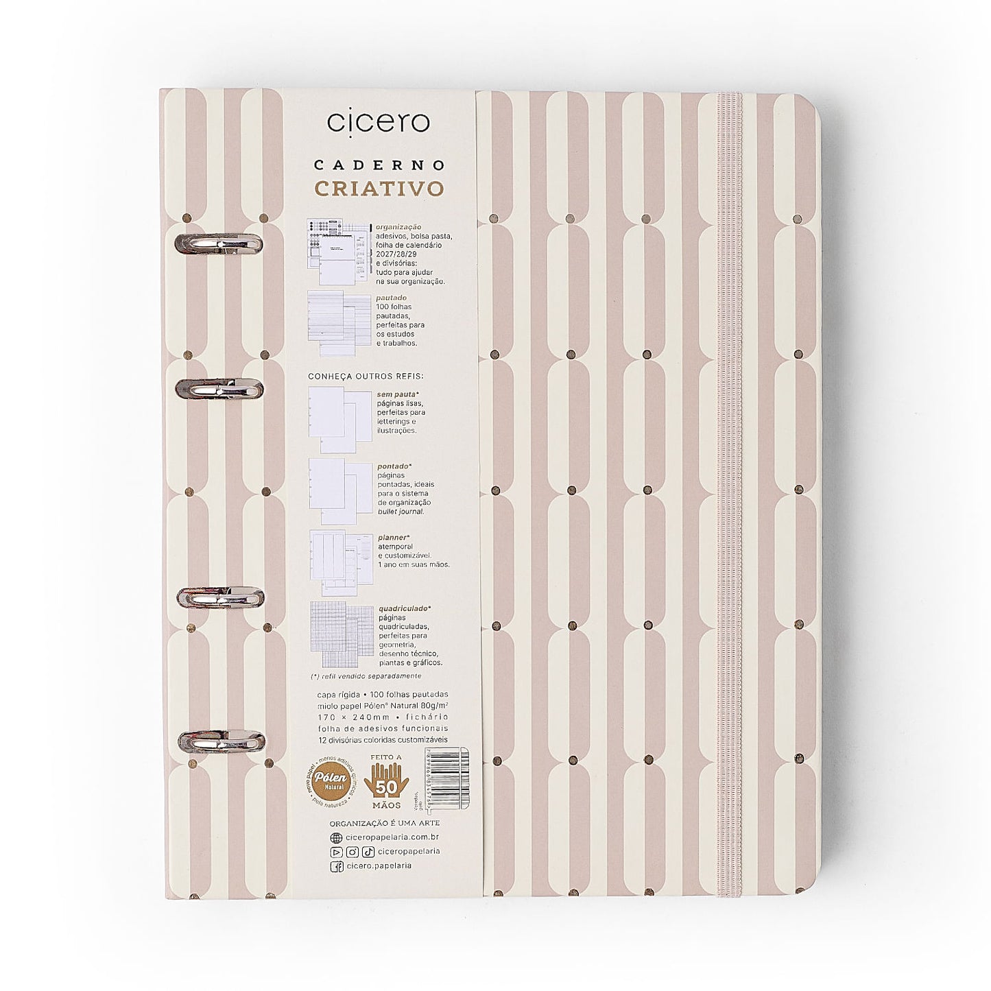 Caderno Criativo Argolado - Cícero - Veredas Gelo - Pautado 17x24