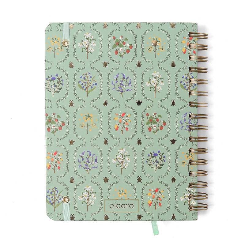 Planner Wire-o 2026 - Cícero -  Jardim -  Semanal Notas c/ Divisórias A5 - Verde