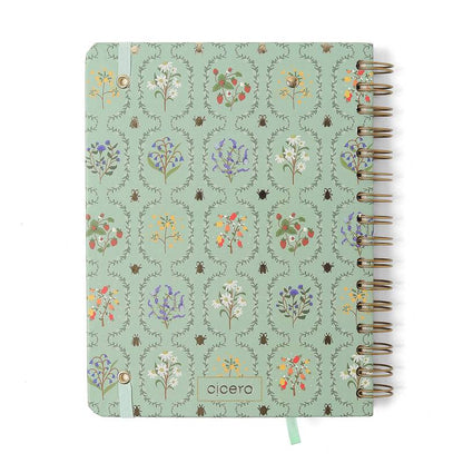 Planner Wire-o 2026 - Cícero -  Jardim -  Semanal Notas c/ Divisórias A5 - Verde